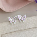 Sweet Colorful Enamel Hollow Butterfly Copper Stud Earrings