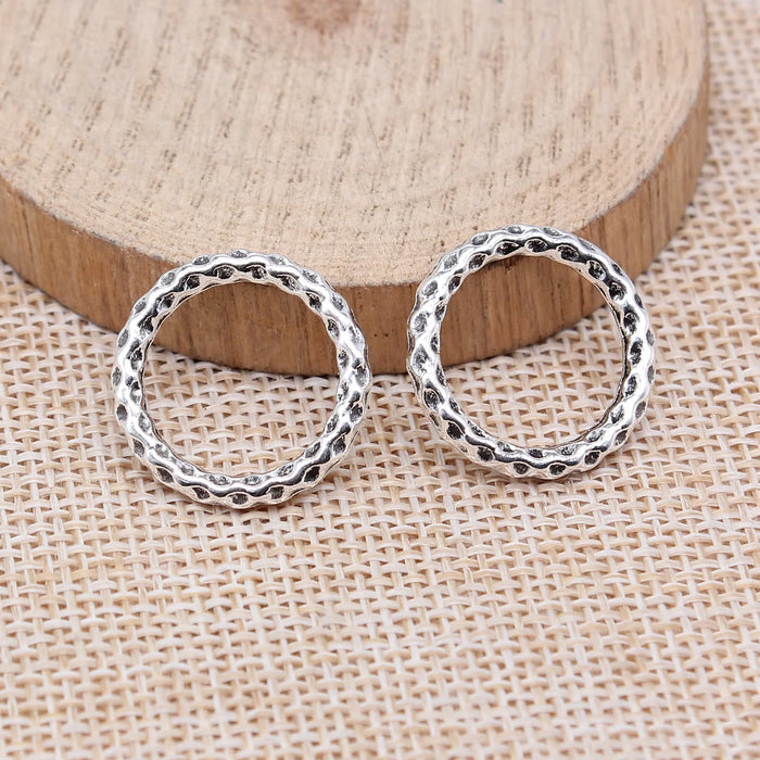 20x20mm 1.7g Multicolor Zinc Alloy Hammered Round Ring Charm Pendant for DIY Jewelry Making