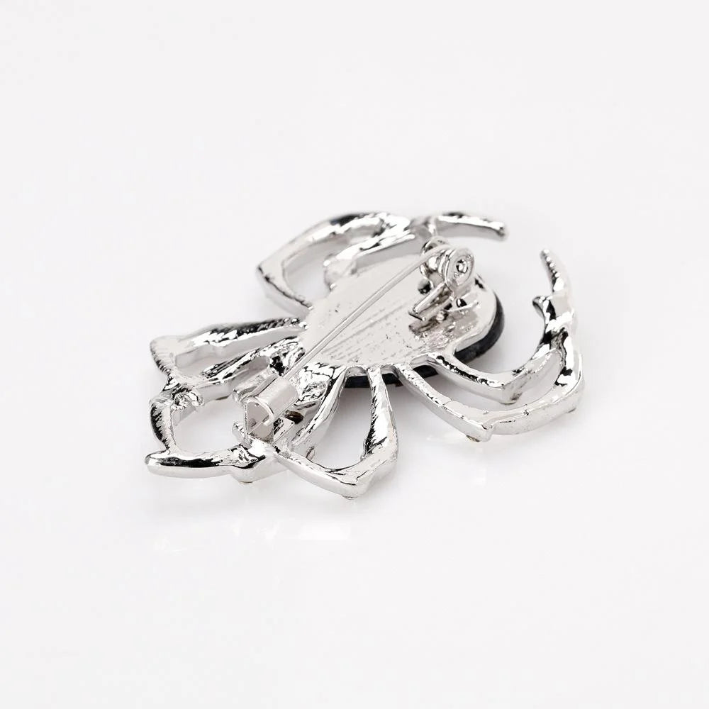 Elegant Mother Of Pearl Spider Brooch With Rhinestone Alloy Legs, Fashion Lapel Pin Suit Accessory Gift