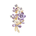 Elegant Purple Crystal Flower Bouquet Brooch Alloy Rhinestone Lapel Pin Corsage Suit Accessory Gift