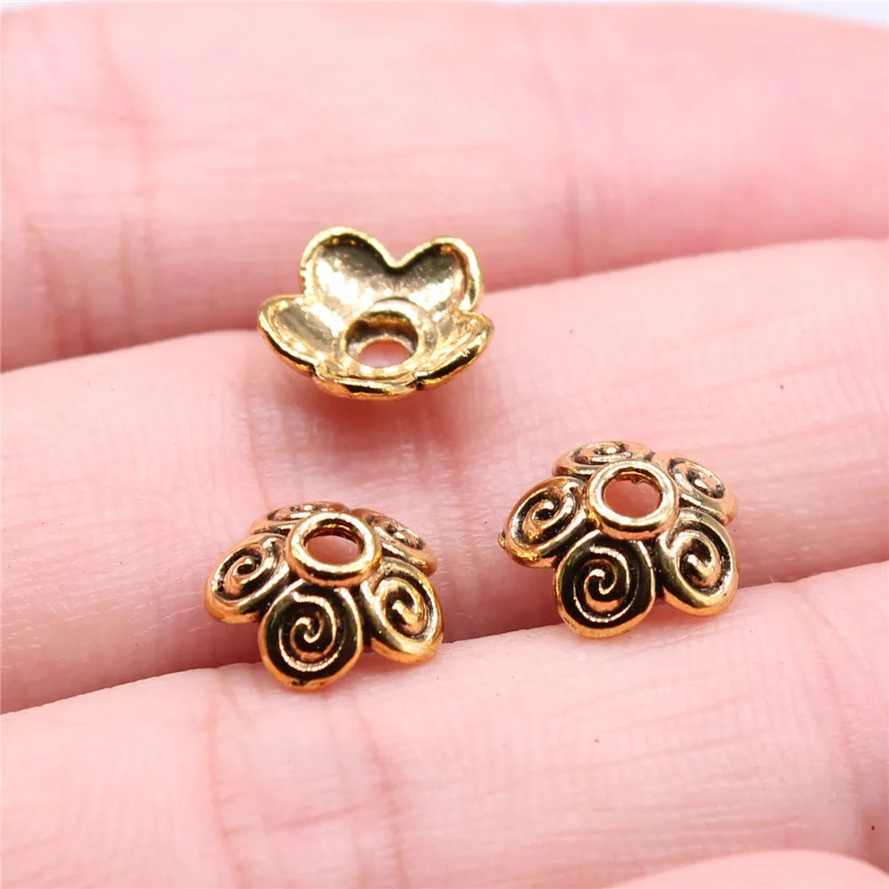 10x4mm 0.5g Multicolor Zinc Alloy Flower Bead Caps Jewelry Findings for DIY Beaded Jewelry Making