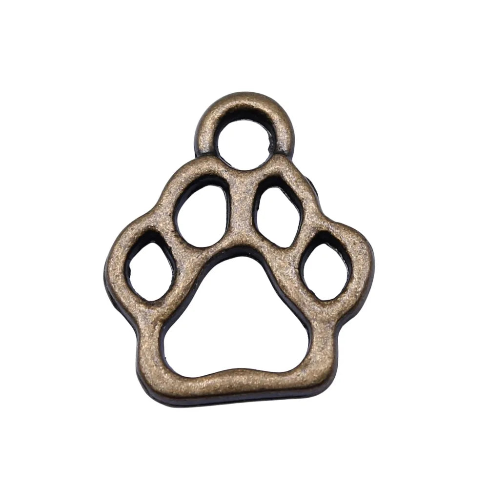 13x11mm 0.6g Multicolor Zinc Alloy Small Dog Paw Charm Pendant for DIY Pet Jewelry Bracelet Making