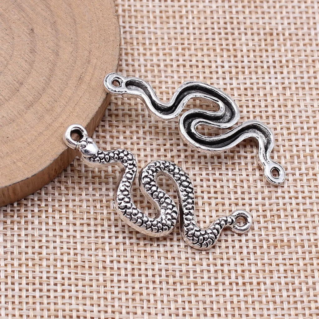 41x15mm 2.4g Antique Silver Tone Zinc Alloy Snake Connector Charm for DIY Necklace Bracelet Making