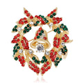 Elegant Christmas Wreath Bell Rhinestone Alloy Brooch, Festive Corsage Lapel Pin Suit Accessory Gift