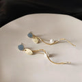 Handmade Copper 14K Plated Long Tassel Stud Earrings For Women Elegant Jewelry