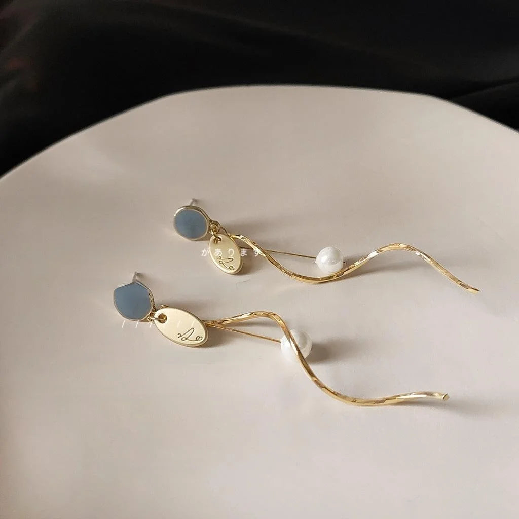 Handmade Copper 14K Plated Long Tassel Stud Earrings For Women Elegant Jewelry