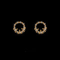 14K Plated Copper Floral Wreath Zircon Stud Earrings Korean Sweet Minimalist Jewelry