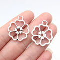 28x23mm 2.6g Antique Silver Zinc Alloy Flower Charm Pendant for DIY Necklace Bracelet Making
