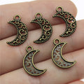 17x11mm 0.6g Multicolor Zinc Alloy Carved Moon Charm Pendant for DIY Necklace Bracelet Jewelry Making