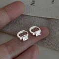 Copper Micro Pave Zircon Round Geometric Stud Earrings, Style Sweet Cool Jewelry