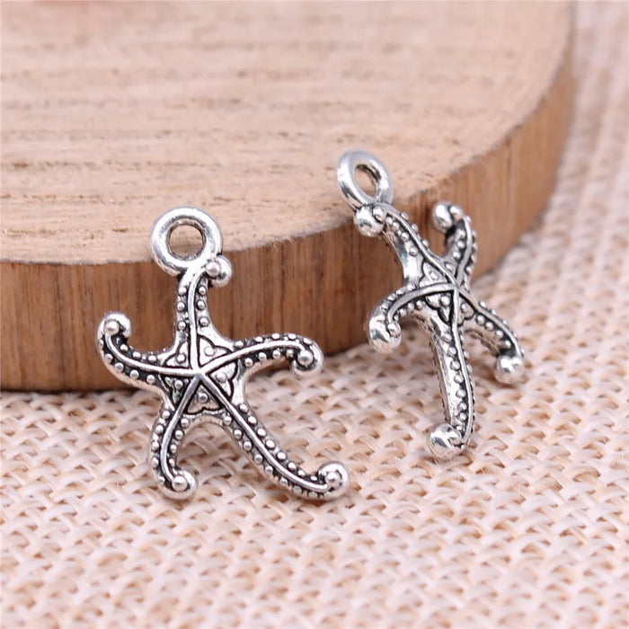 12x19mm 0.8g Antique Silver Zinc Alloy Starfish Charm Pendant for DIY Ocean Theme Jewelry Making