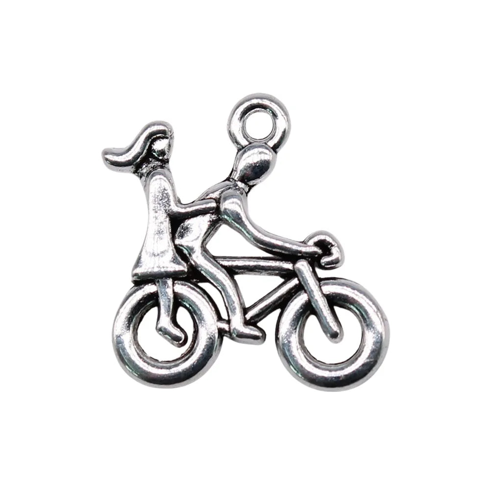 21x18mm 2.25g Multicolor Zinc Alloy Couple Bicycle Charm Pendant for DIY Necklace Bracelet Making