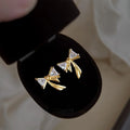 High End Zircon Bowknot Copper Stud Earrings For Women Minimalist Commuter Jewelry