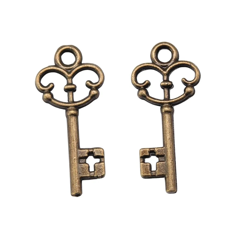 10x23mm 0.5g Multicolor Zinc Alloy Key Charm Pendant for DIY Necklace Bracelet Jewelry Making