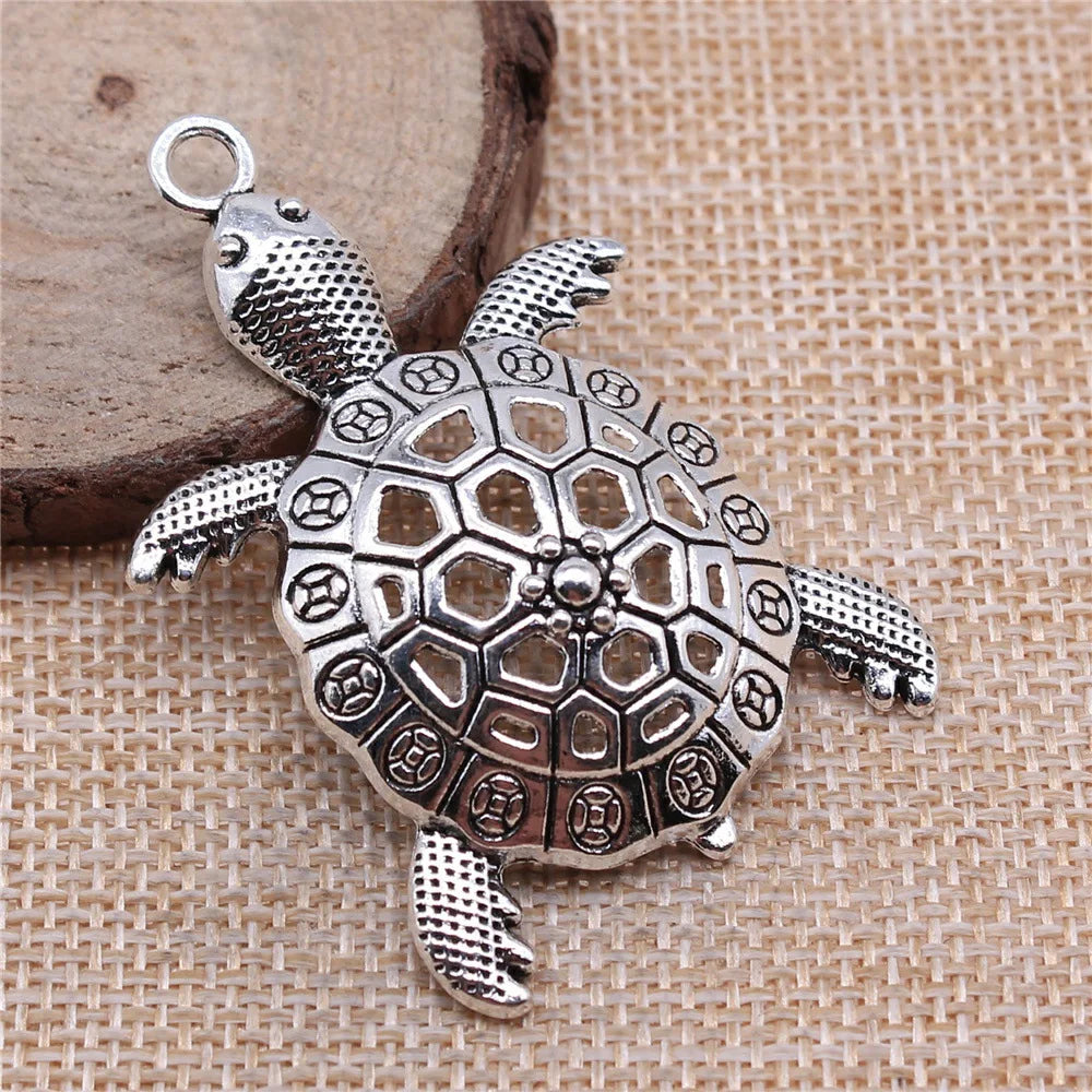 55x37mm 8.4g Multicolor Zinc Alloy Sea Turtle Charm Pendant for DIY Ocean Theme Jewelry Making