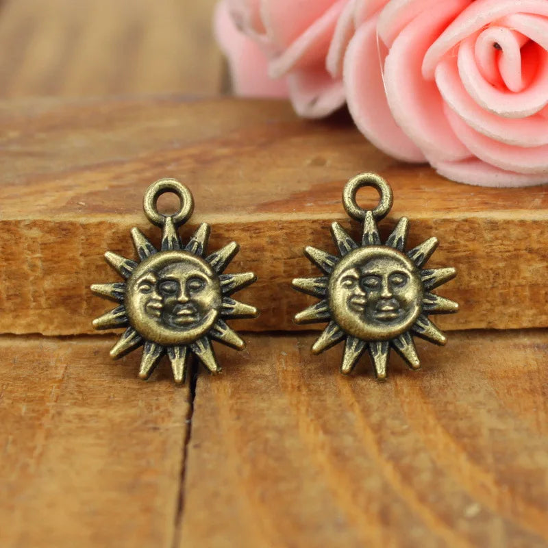 12MM Zinc Alloy Sun Moon Charm Pendant for DIY Necklace Bracelet Jewelry Making