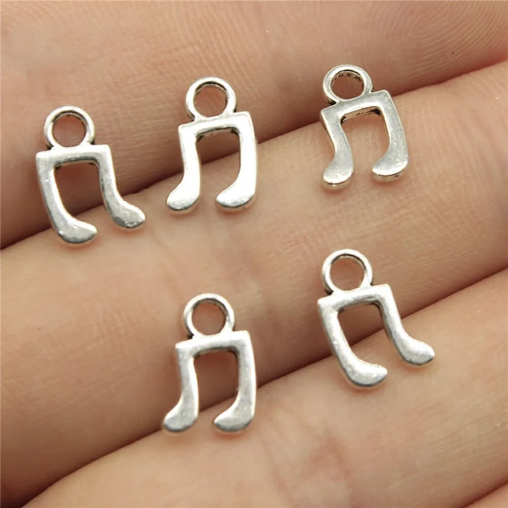 11x7mm 0.3g Antique Silver Zinc Alloy Music Note Charm Pendant for DIY Necklace Bracelet Jewelry Making
