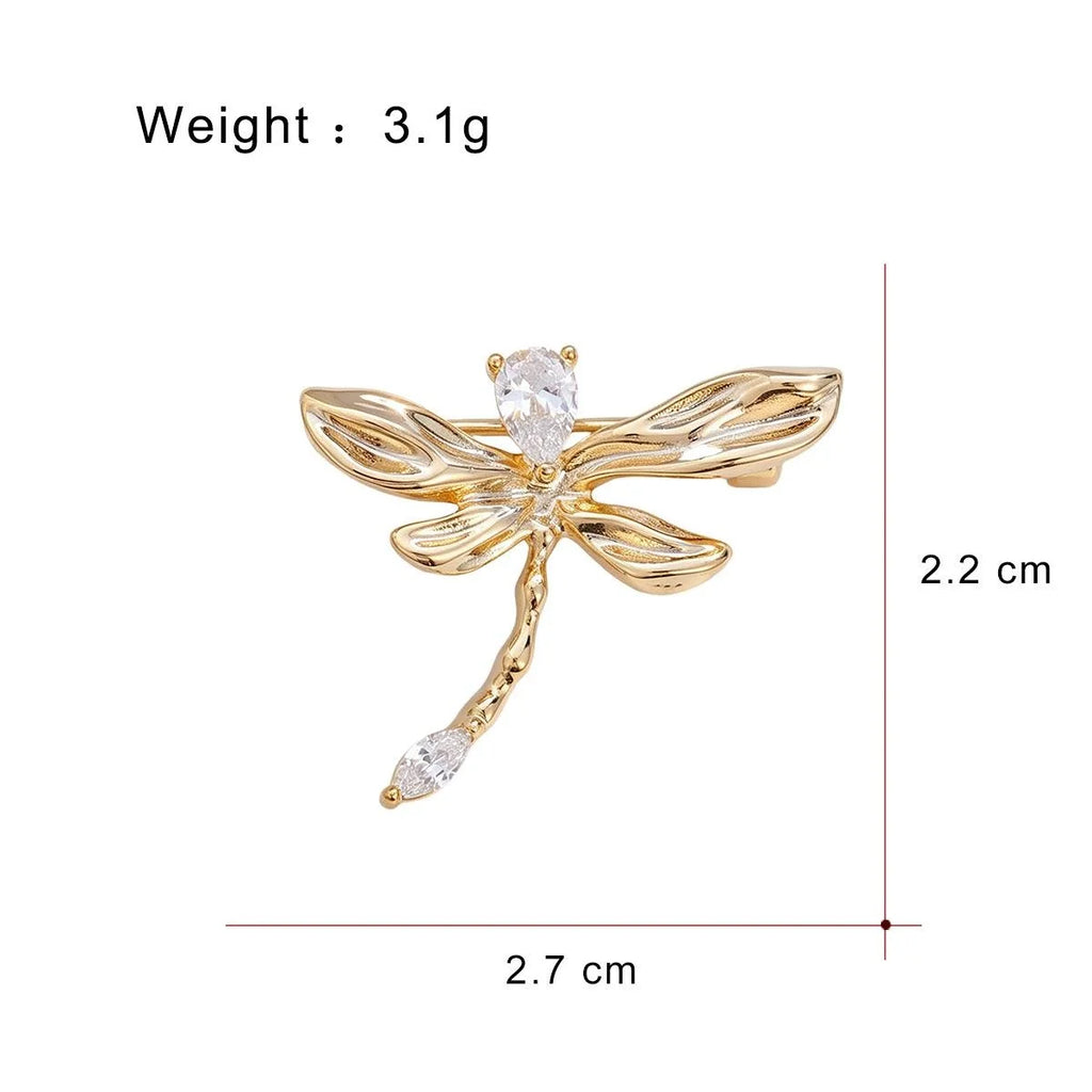 Luxury Dragonfly And Butterfly Brooch With Rhinestone Alloy Wings, Elegant Lapel Pin Corsage Gift