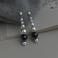 Handmade New Chinese Style Round Glass Pearl Beaded Tassel Copper Drop Earrings