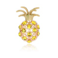 Luxury Pineapple Brooch With Yellow Rhinestones, Gold Tone Alloy Fruit Lapel Pin Corsage Gift