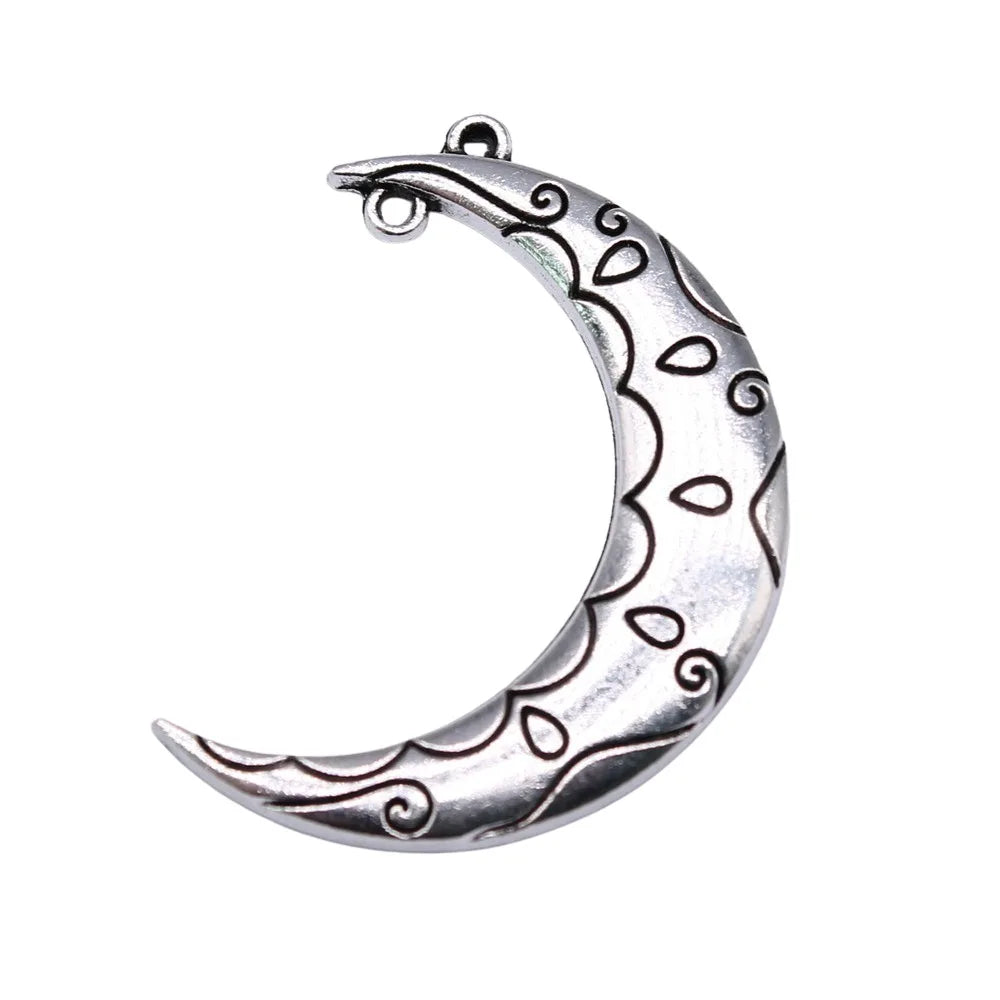 38x28mm 3.9g Antique Silver Zinc Alloy Moon Connector Charm for DIY Necklace Bracelet Making