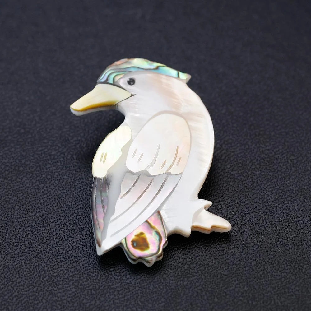 Vintage Mother Of Pearl Shell Bird Brooch For Women, Elegant Animal Lapel Pin Suit Accessory Gift