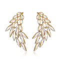 Luxury Crystal Wing Earrings Gold Alloy Glass Rhinestone Bridal Statement Earrings For Wedding Banquet Party