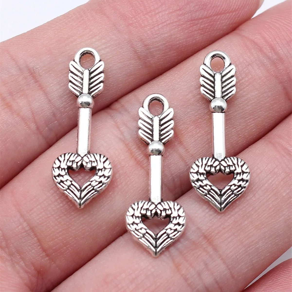 25x9mm 0.9g Multicolor Zinc Alloy Heart Arrow Charm Pendant for DIY Romantic Jewelry Making
