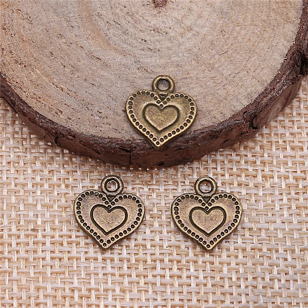 13x11mm 0.7g Multicolor Zinc Alloy Double Sided Small Heart Charm Pendant for DIY Jewelry Making