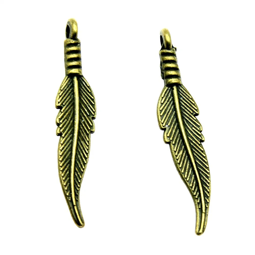 32x6mm 0.9g Multicolor Zinc Alloy Feather Charm Pendant for DIY Earring Necklace Jewelry Making