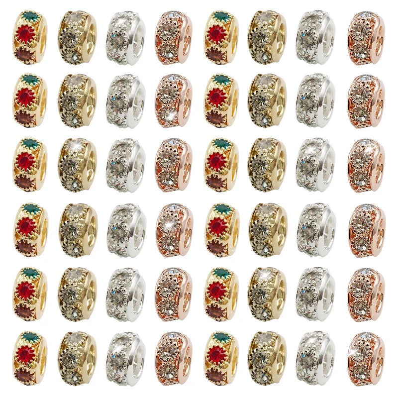 Rhinestone Zinc Alloy Large Hole Spacer Beads 6x10mm for DIY Beaded Bracelet