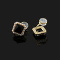 Vintage Black Square Crystal Pearl Stud & Clip On No Piercing French Luxury Alloy Earrings