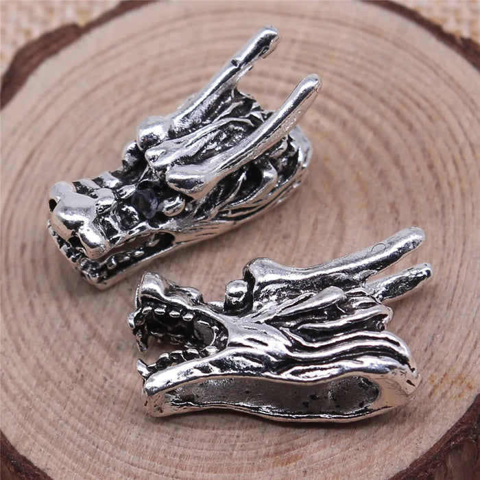 26x13mm 6.2g Antique Silver Zinc Alloy 3D Dragon Head Charm Pendant for DIY Jewelry Making