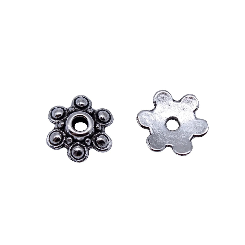 10.4x10.4mm 0.41g Antique Silver Zinc Alloy Flower Bead Cap Jewelry Finding for DIY Jewelry Making