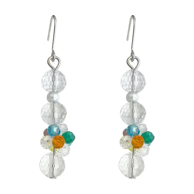 Original Designer Glass Crystal Handmade Fresh Sweet Long Tassel Chain Drop Earrings