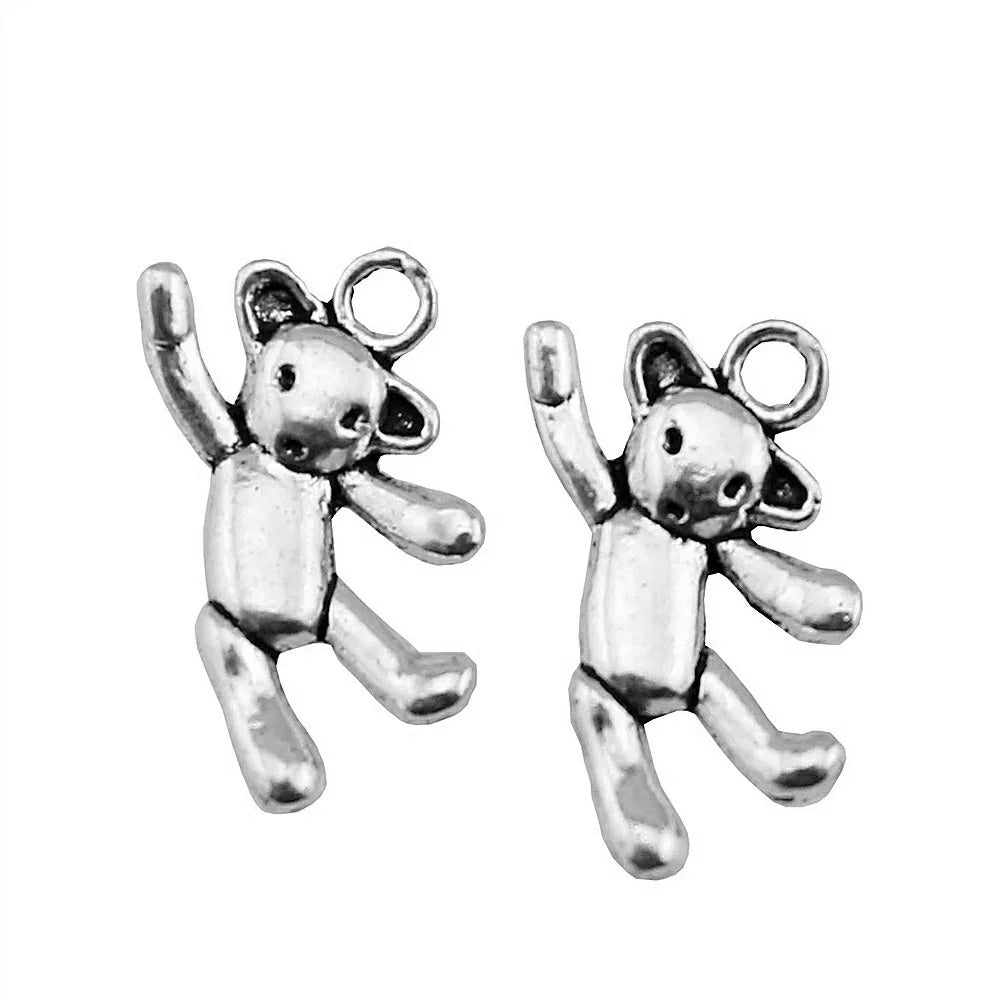 19x10mm 1.5g Antique Silver Zinc Alloy Small Bear Charm Pendant for DIY Bracelet Necklace Jewelry Making