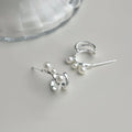 Sweet Cool Copper Wave Geometric Pearl Stud Earrings With Silver Plated Pins