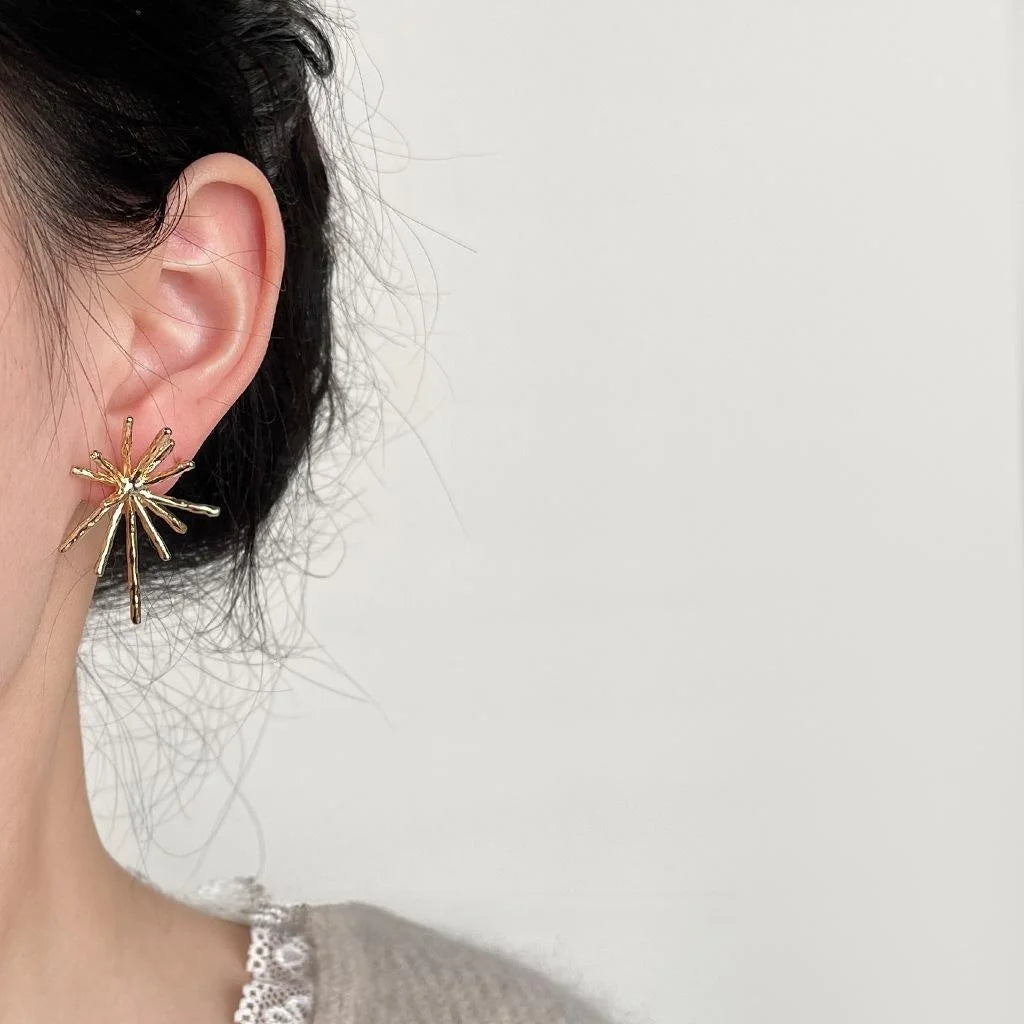 14K Gold Plated Copper Firework Geometric Drop Earrings Luxury Fashion Jewelry