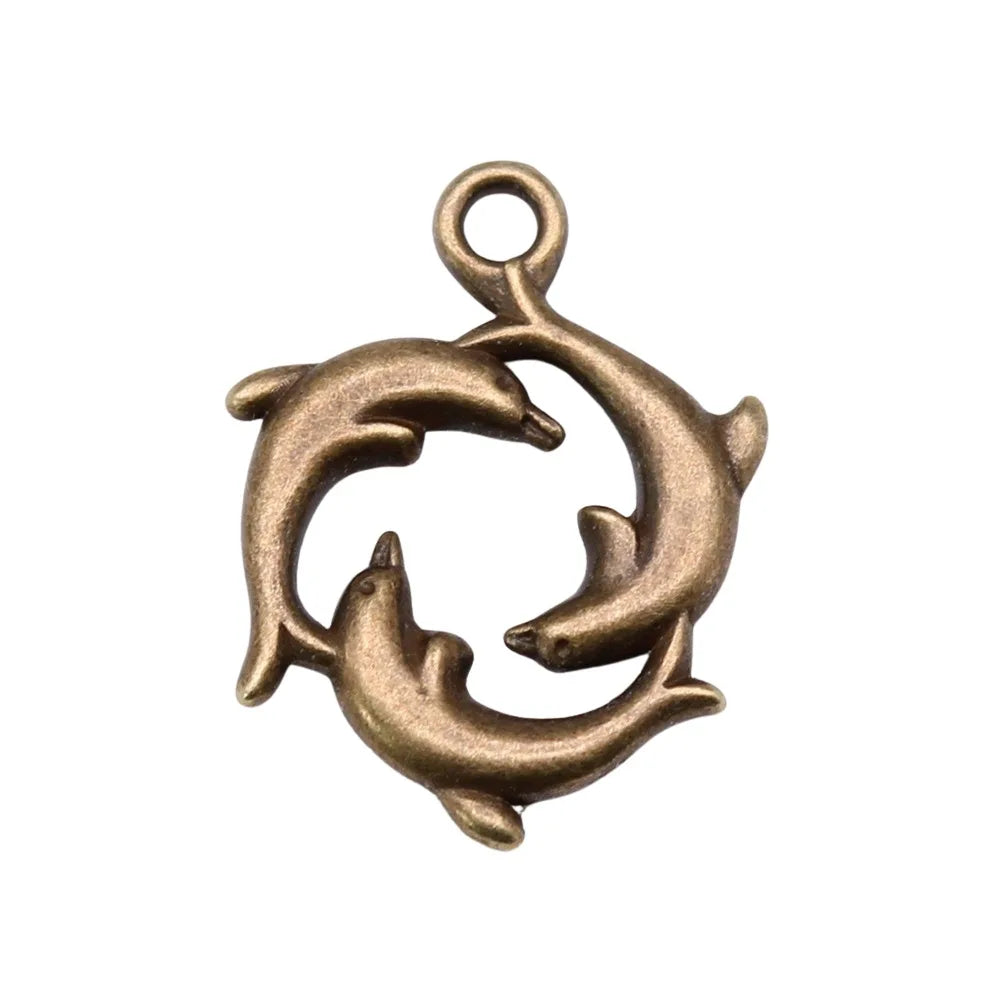 21x16mm 1.4g Multicolor Zinc Alloy Dolphin Charm Pendant for Ocean Theme DIY Jewelry Making