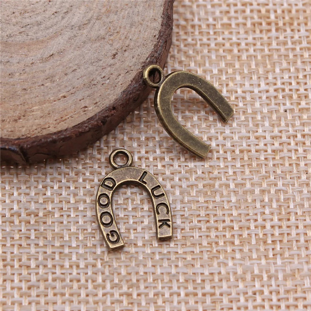 17x12mm 0.9g Multicolor Zinc Alloy Good Luck Horseshoe Charm Pendant for Bracelet Necklace Making