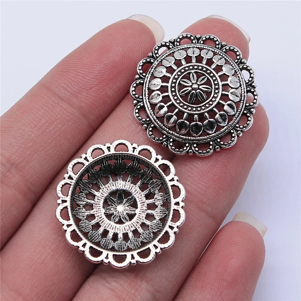 27x27mm 3.1g Multicolor Zinc Alloy Round Hollow Flower Charm Pendant for DIY Jewelry Making