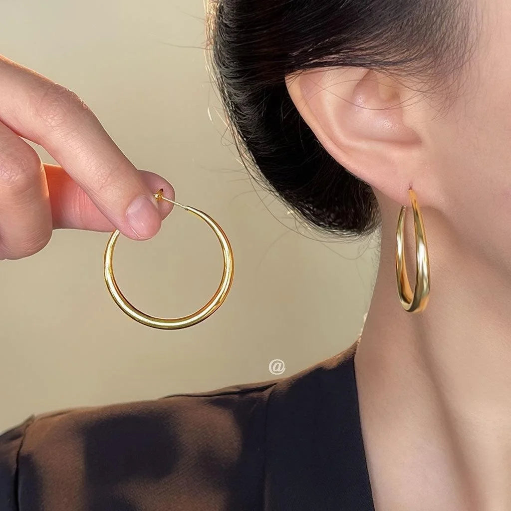 Fashion Geometric Round Hoop Earrings Eco-Friendly Copper Oversized Casual Statement Earrings
