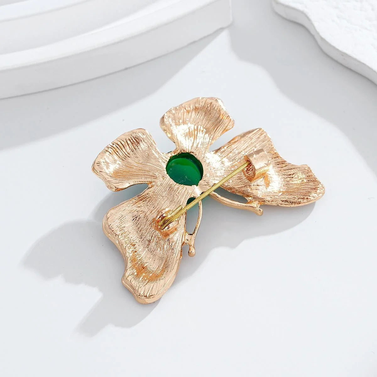 Elegant Hand Painted Enamel Butterfly Brooch With Rhinestones, Gold Alloy Lapel Pin Corsage Suit Accessory