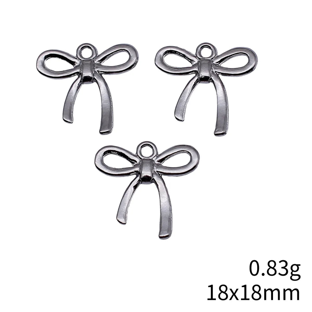18x18mm 0.83g White K Color Zinc Alloy Bowknot Butterfly Charm Pendant for DIY Bracelet Necklace Making