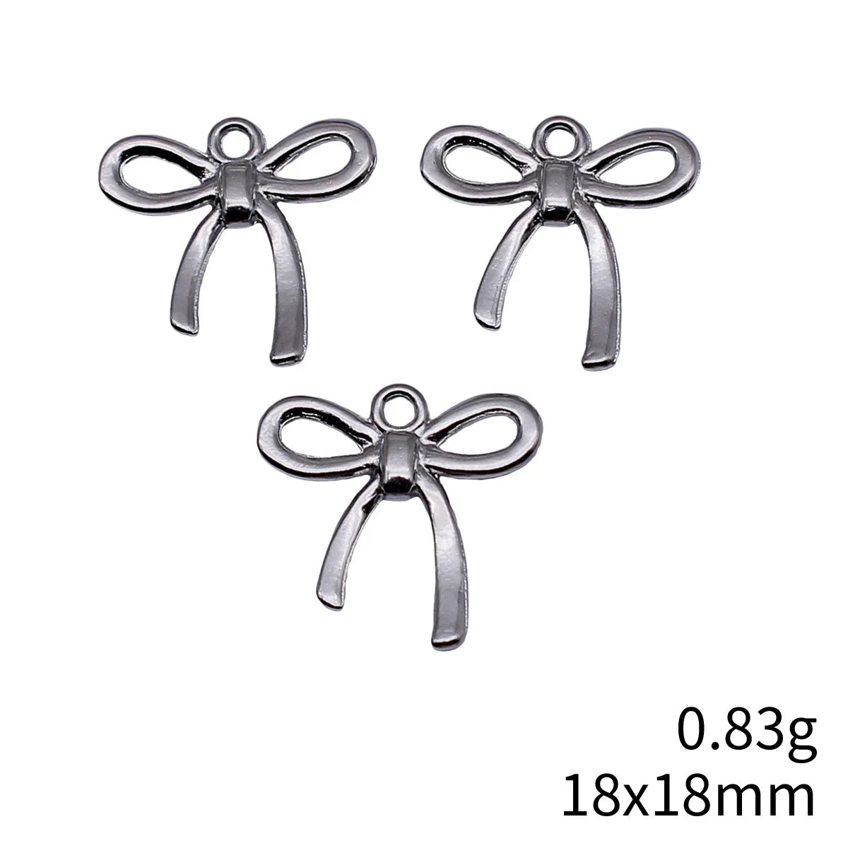 18x18mm 0.83g White K Color Zinc Alloy Bowknot Butterfly Charm Pendant for DIY Bracelet Necklace Making