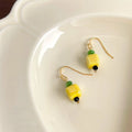 New Chinese Style Yellow Ceramic Geometric Square Handmade Drop Earrings for Women