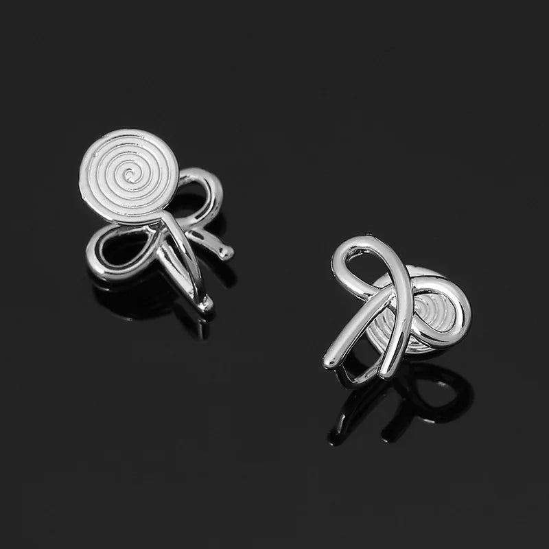 Elegant Silver Alloy Bow Knot Stud & Clip On No Piercing Minimalist Metal Ribbon Women's Earrings