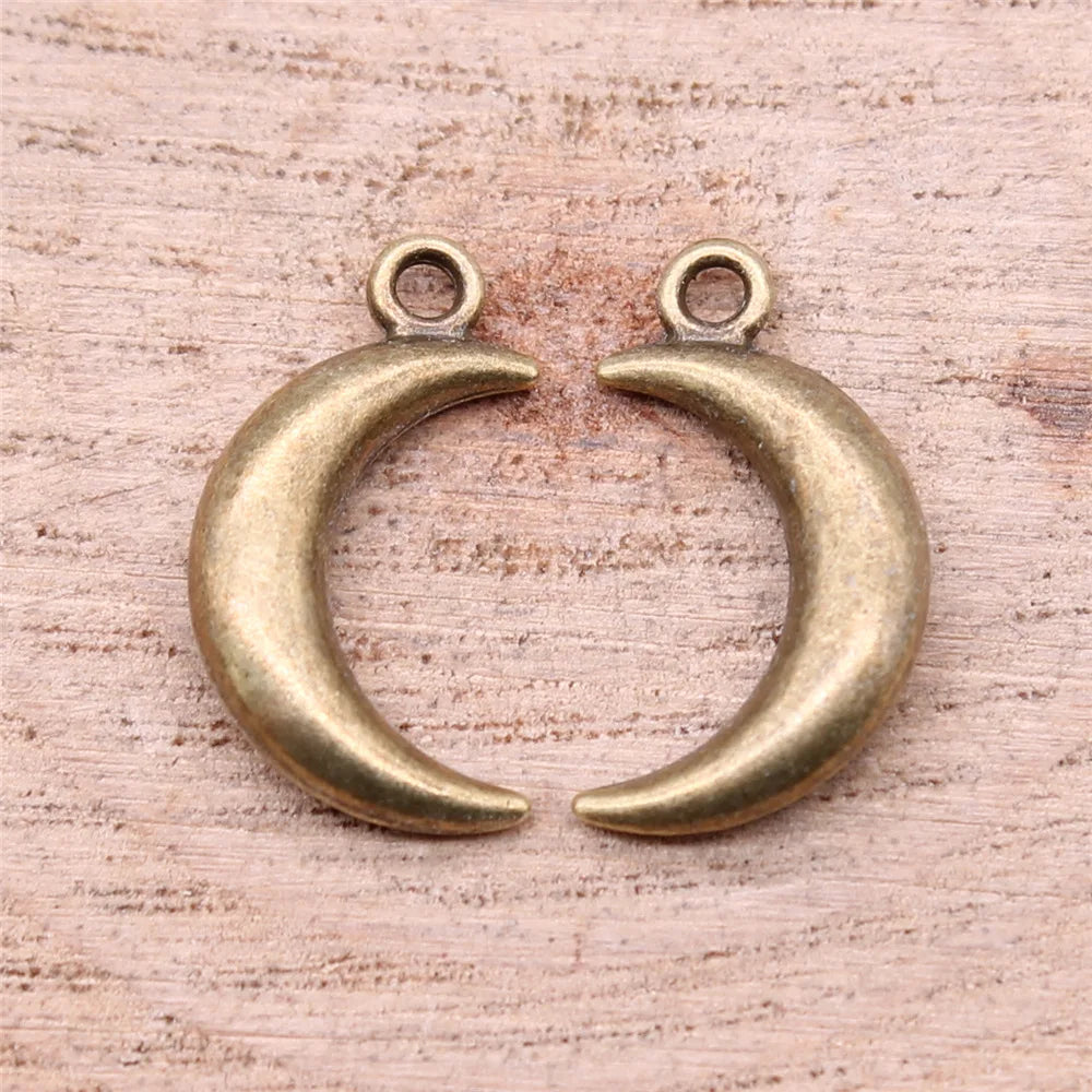 18x10mm 1.25g Multicolor Zinc Alloy Moon Charm Pendant for DIY Necklace Bracelet Jewelry Making