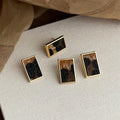 Maillard Leopard Print Flocked Geometric Rectangle Drop Earrings For Women