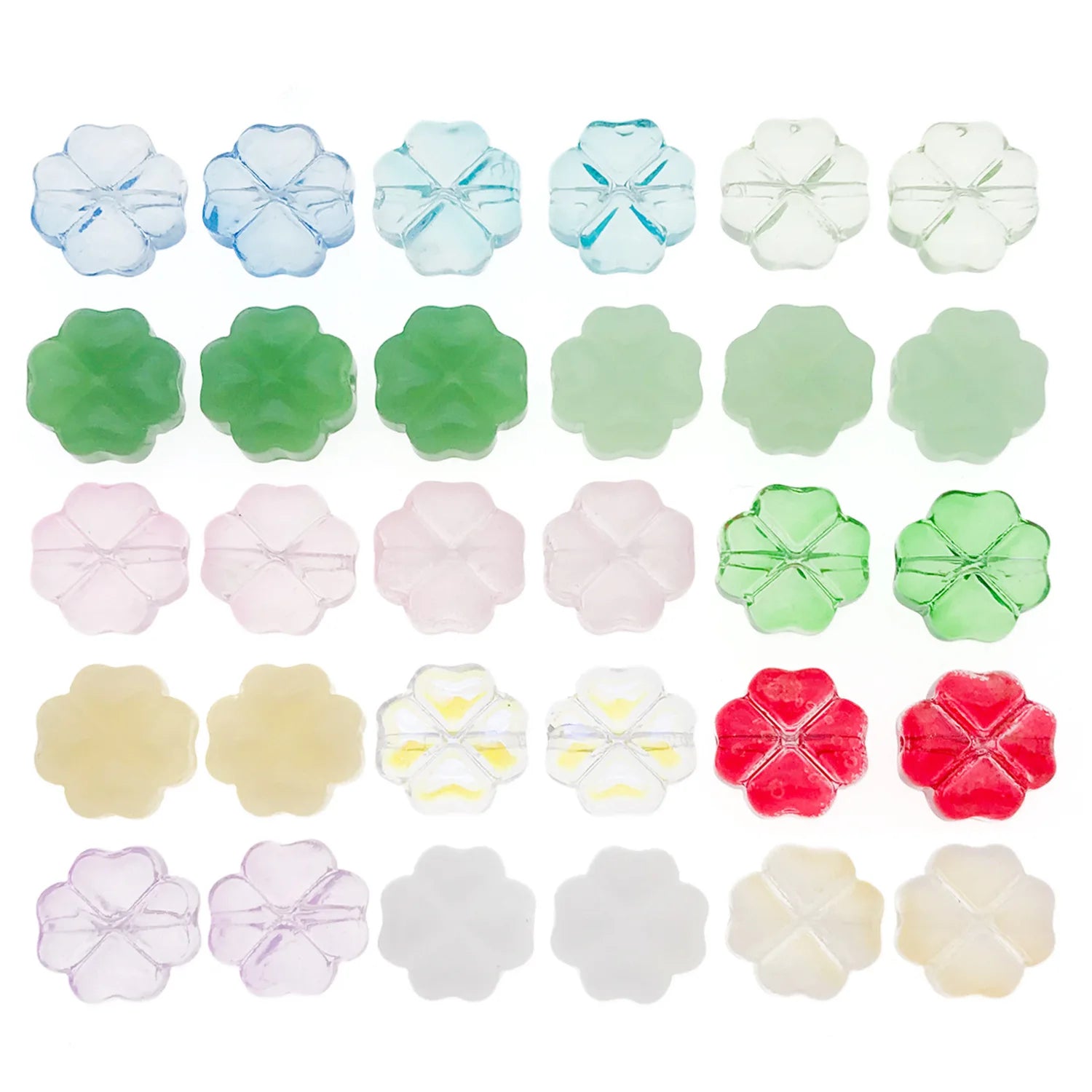 Jelly Color Glass Four Leaf Clover Loose Beads for DIY Bracelet Jewelry Making